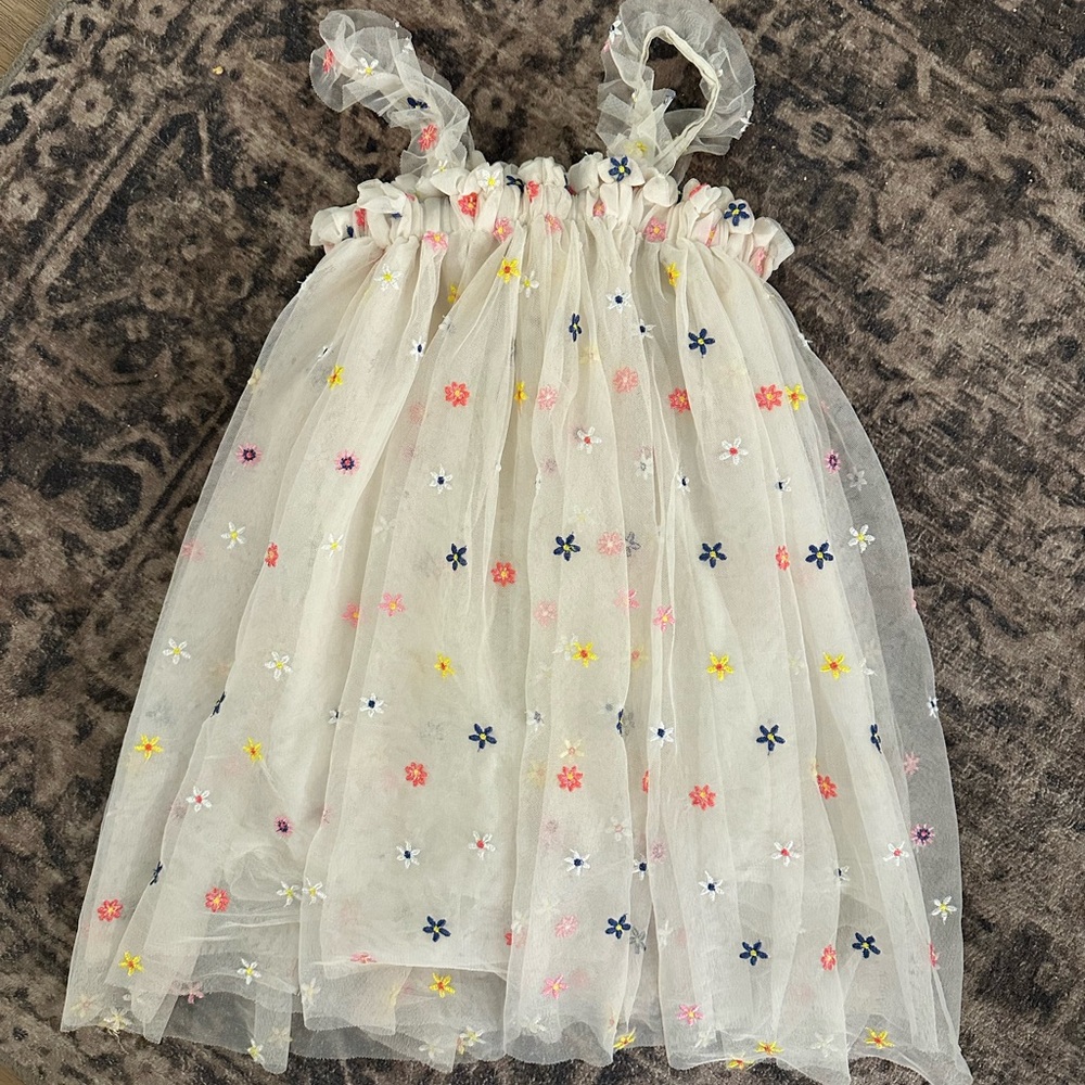 Floral Embroidered Tulle Dress